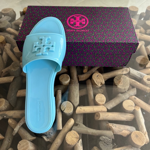 TORY BURCH Eleanor Jelly Slides Island Blue